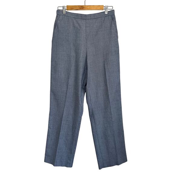 Vintage 90s Alfred Dunner Mini Houndstooth Pants High Waist Navy White 8 - Picture 1 of 8